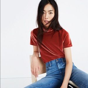##SOLD OUT ## Rust colored velvet mock neck tee
